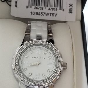 White Dial Steel and White Ceramic Ladies Watch